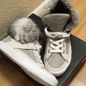 Rebecca Minkoff "Shiloh" high top sneaker in Stone